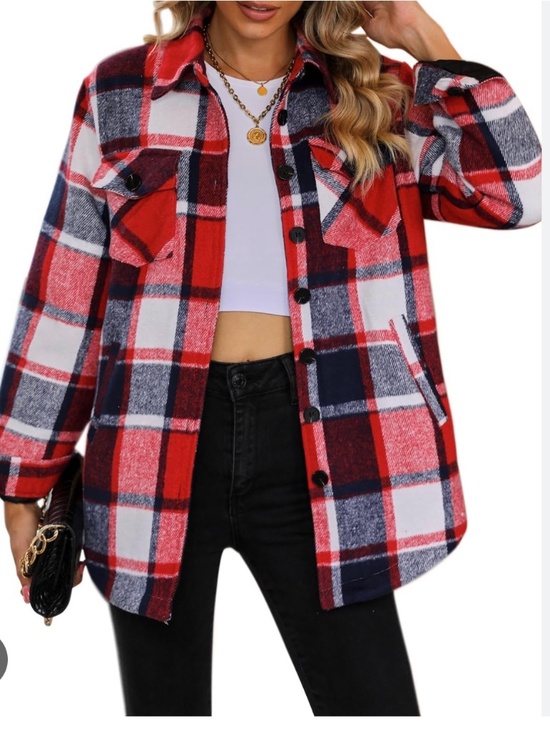 Automet Tops - AUTOMET Womens Casual Plaid Shacket Wool Blend Button down Long Sleeve Shirt S